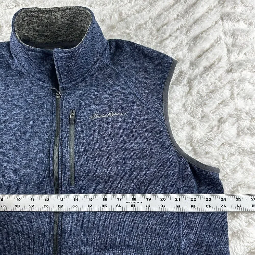 Eddie Bauer‎ Fleece Vest Mens Blue XL Outdoor Hiking Casual Sleeveless Full Zip